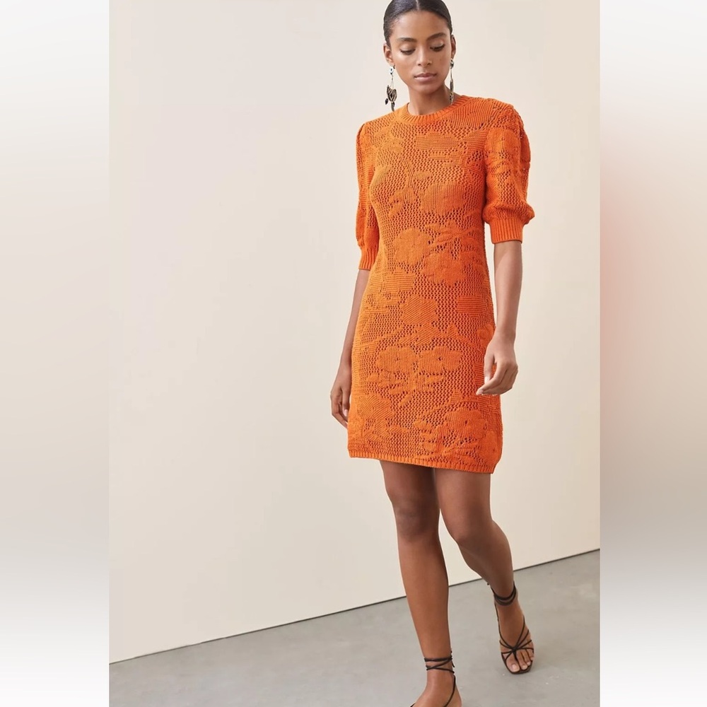 Anthropologie Maeve orange knit dress